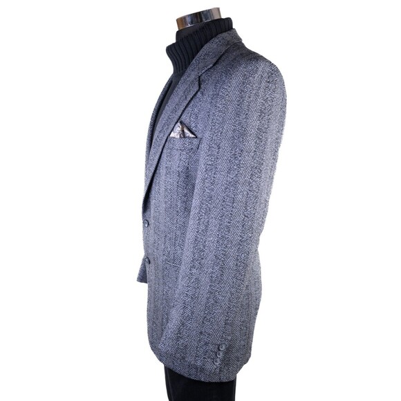 Yves Saint Laurent YSL Mens Size 40R Sport Coat Blazer Vintage Textured Blue EUC - Picture 7 of 14